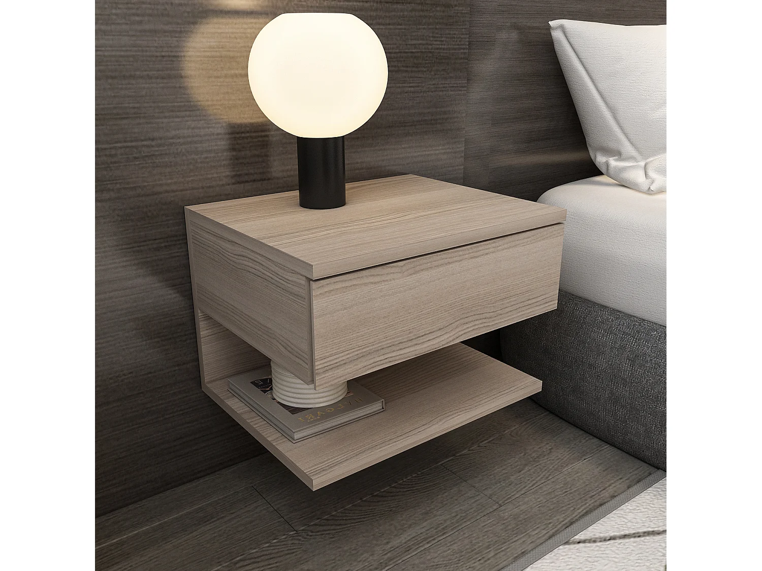 Table de chevet flottant Vivid tiroir et étagère (Cordoba)