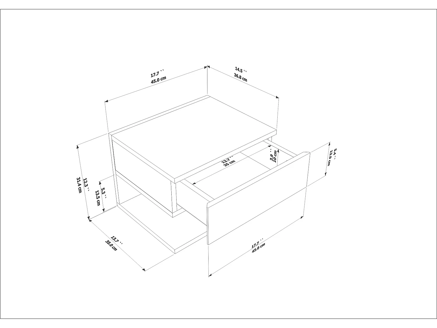 Decorotika Vivid Floating Nightstand - 45 cm W x 31.4 cm H x 36.8 cm D
