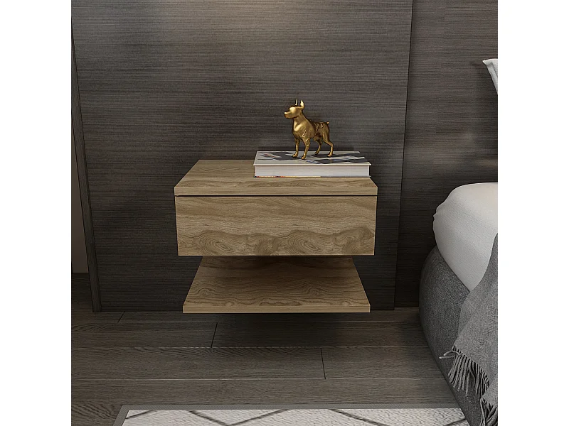 Table de chevet flottant Vivid tiroir et étagère (Oud)