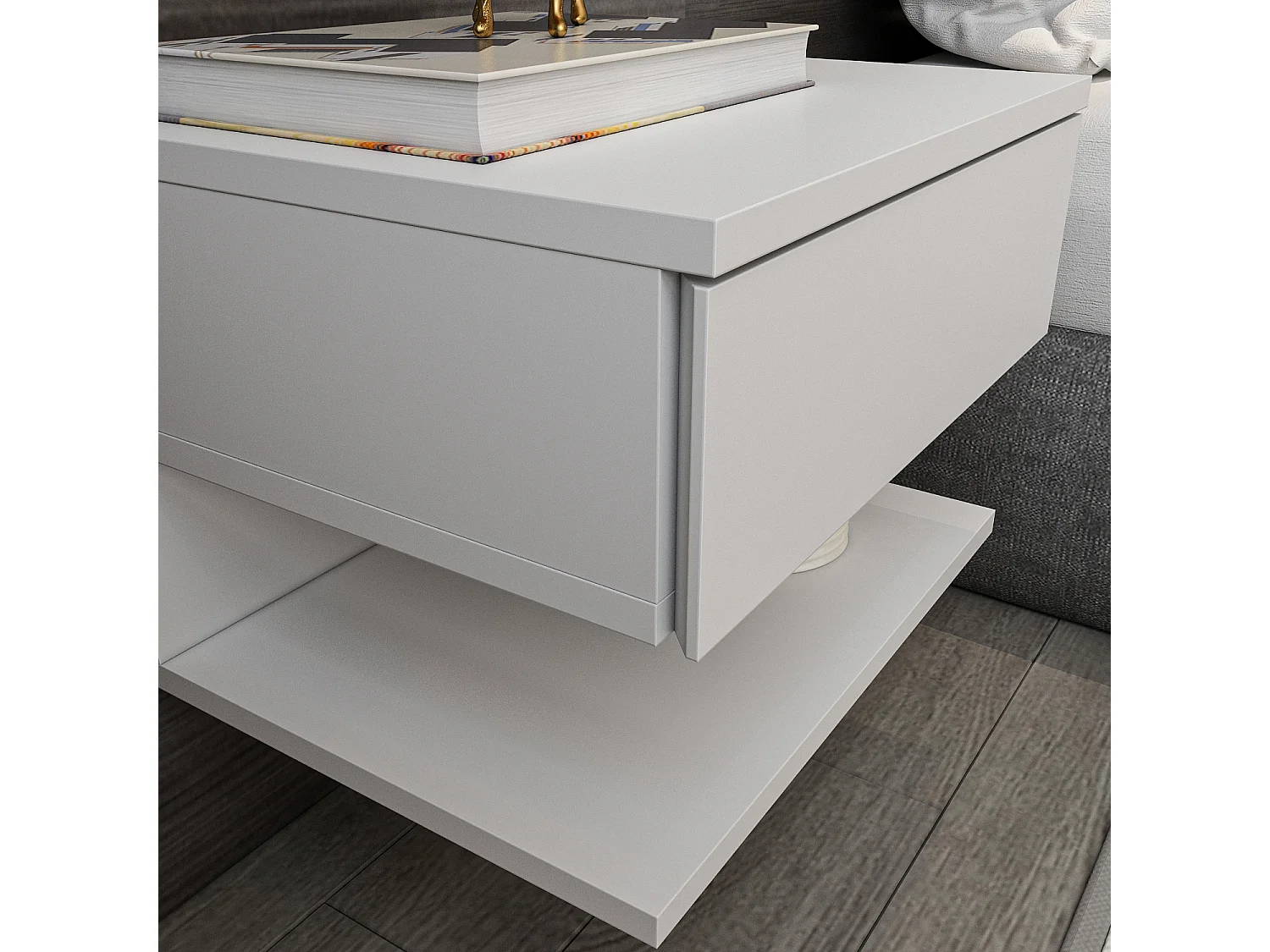 Table de chevet flottant Vivid tiroir et étagère (Blanc)