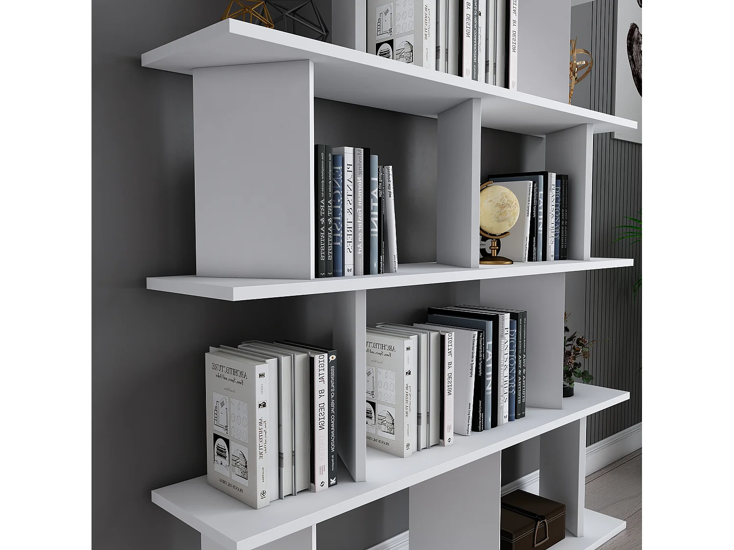 Bibliothèque modern Grace 5-étagères design chic et durable (Blanc)