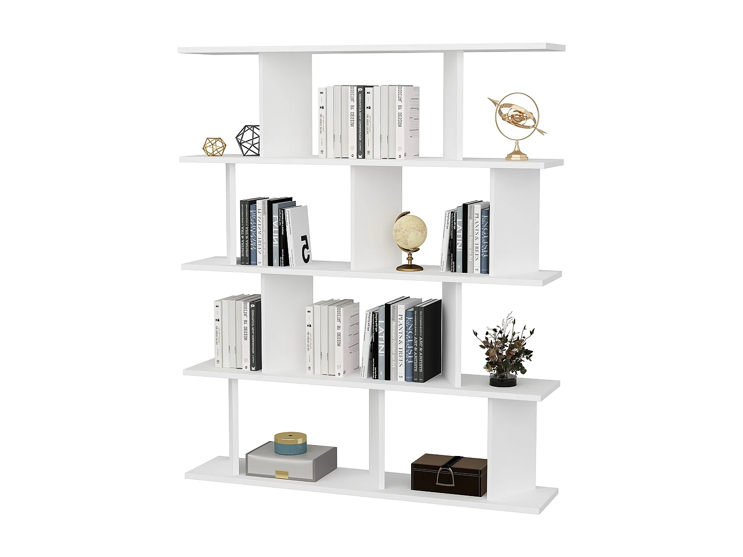 Bibliothèque modern Grace 5-étagères design chic et durable (Blanc)