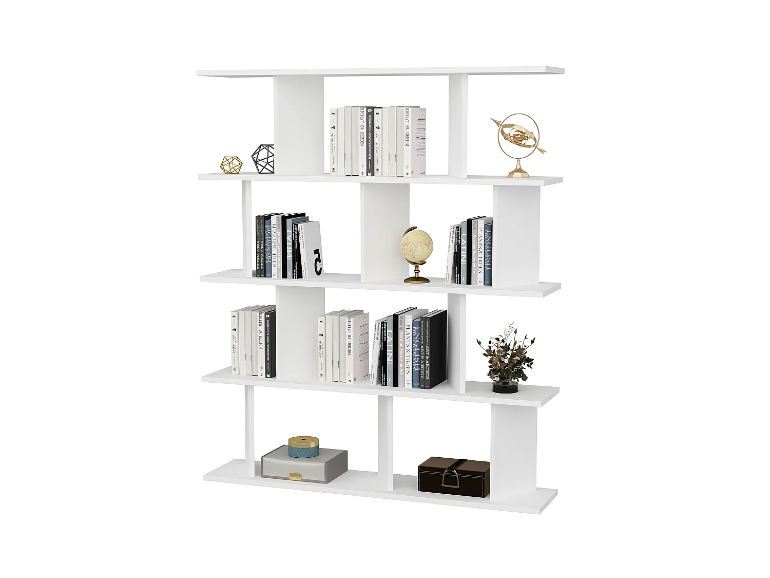 Bibliothèque modern Grace 5-étagères design chic et durable (Blanc)