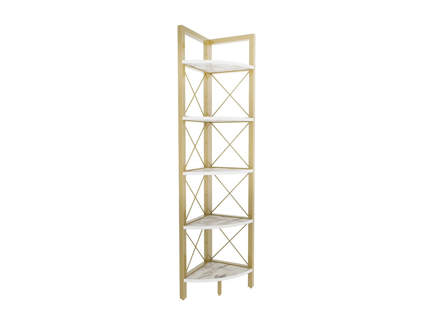 Decorotika Remo Corner Bookcase 5-tier Metal Frame - 160 cm H x 33 cm W x 30.5 cm D