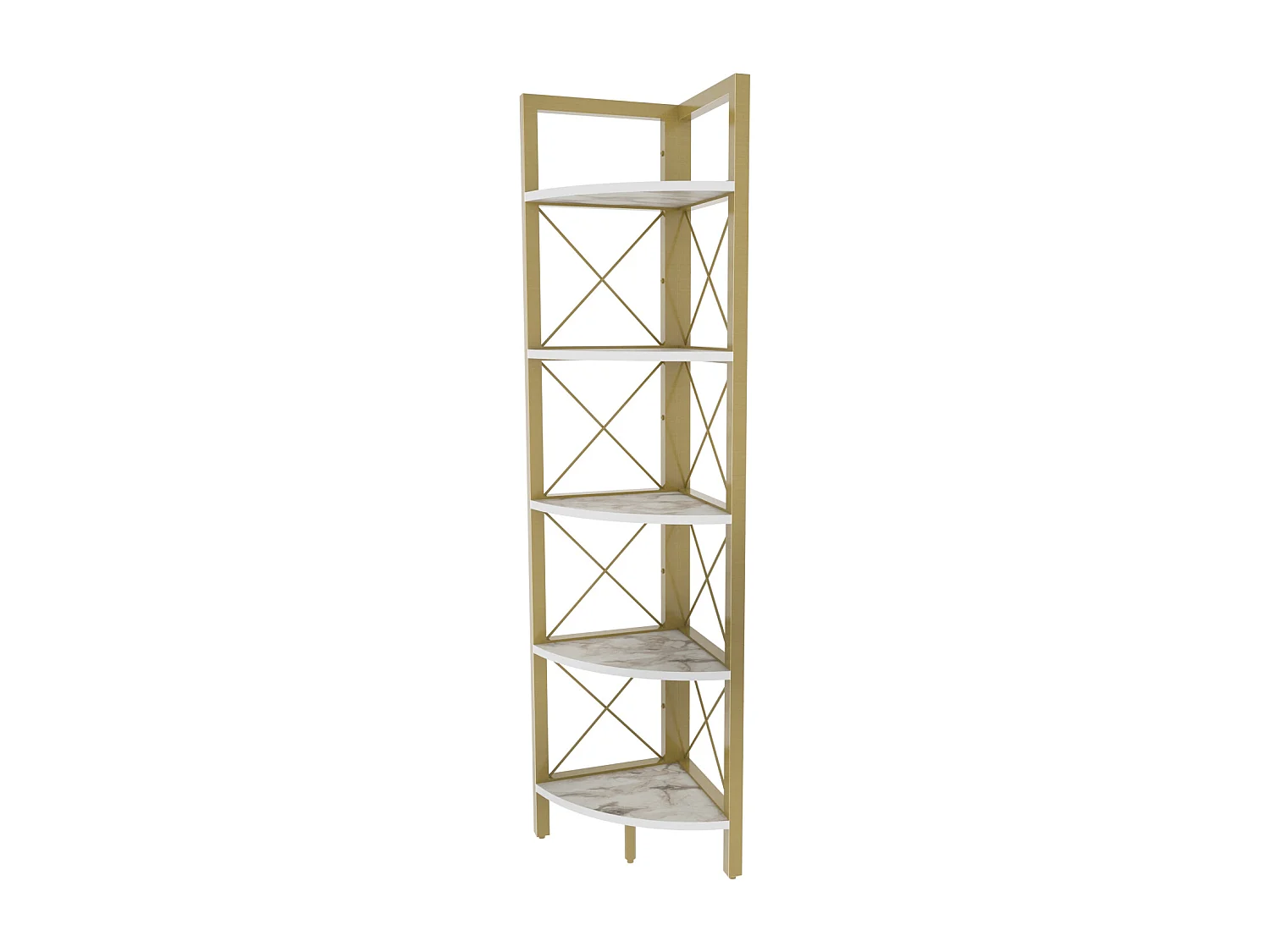Decorotika Remo Corner Bookcase 5-tier Metal Frame - 160 cm H x 33 cm W x 30.5 cm D