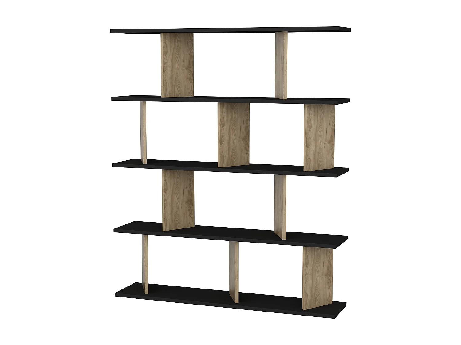 Bibliothèque modern Grace 5-étagères design chic et durable (Noir et Oud)
