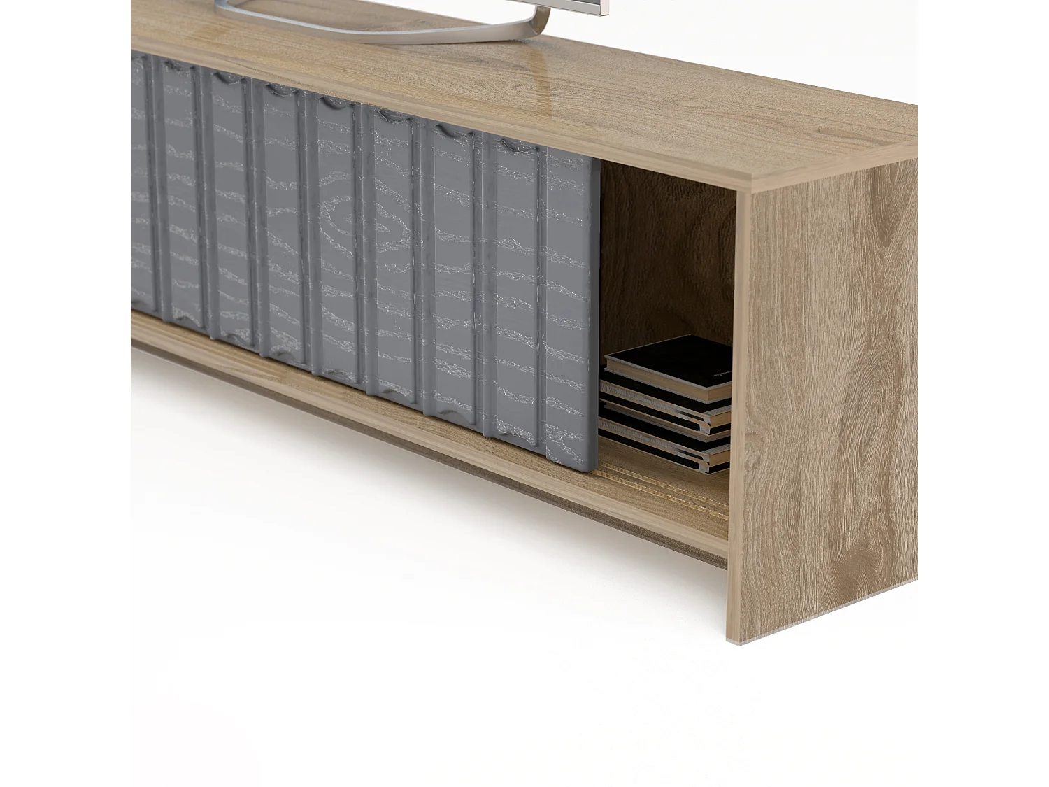 Meuble TV New York de 180 cm Portes Coulissantes (Oud et Anthracite)