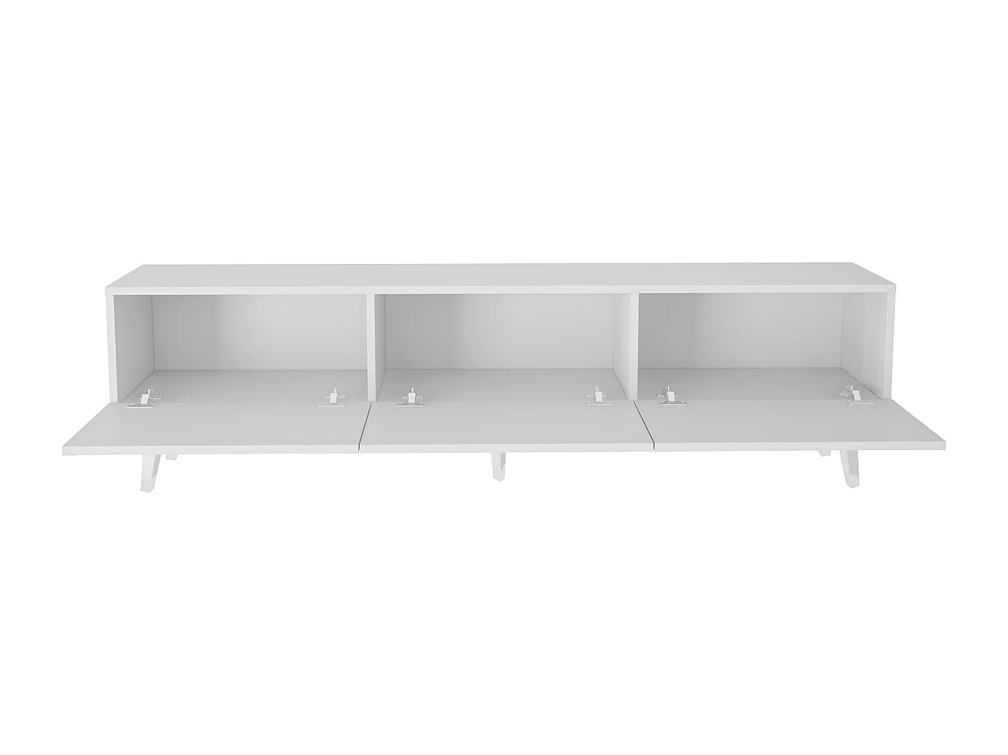 Meuble TV Milagro 180 cm Armoires Abattants Design Chic à 5 Pieds (Blanc et Argent)