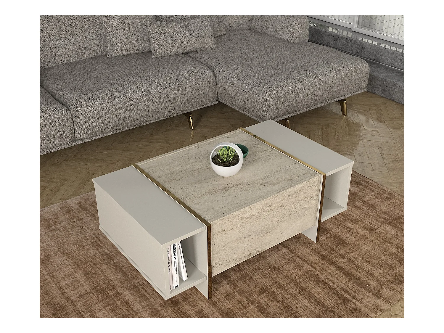 Couchtisch Veyron Beige Granit Optik