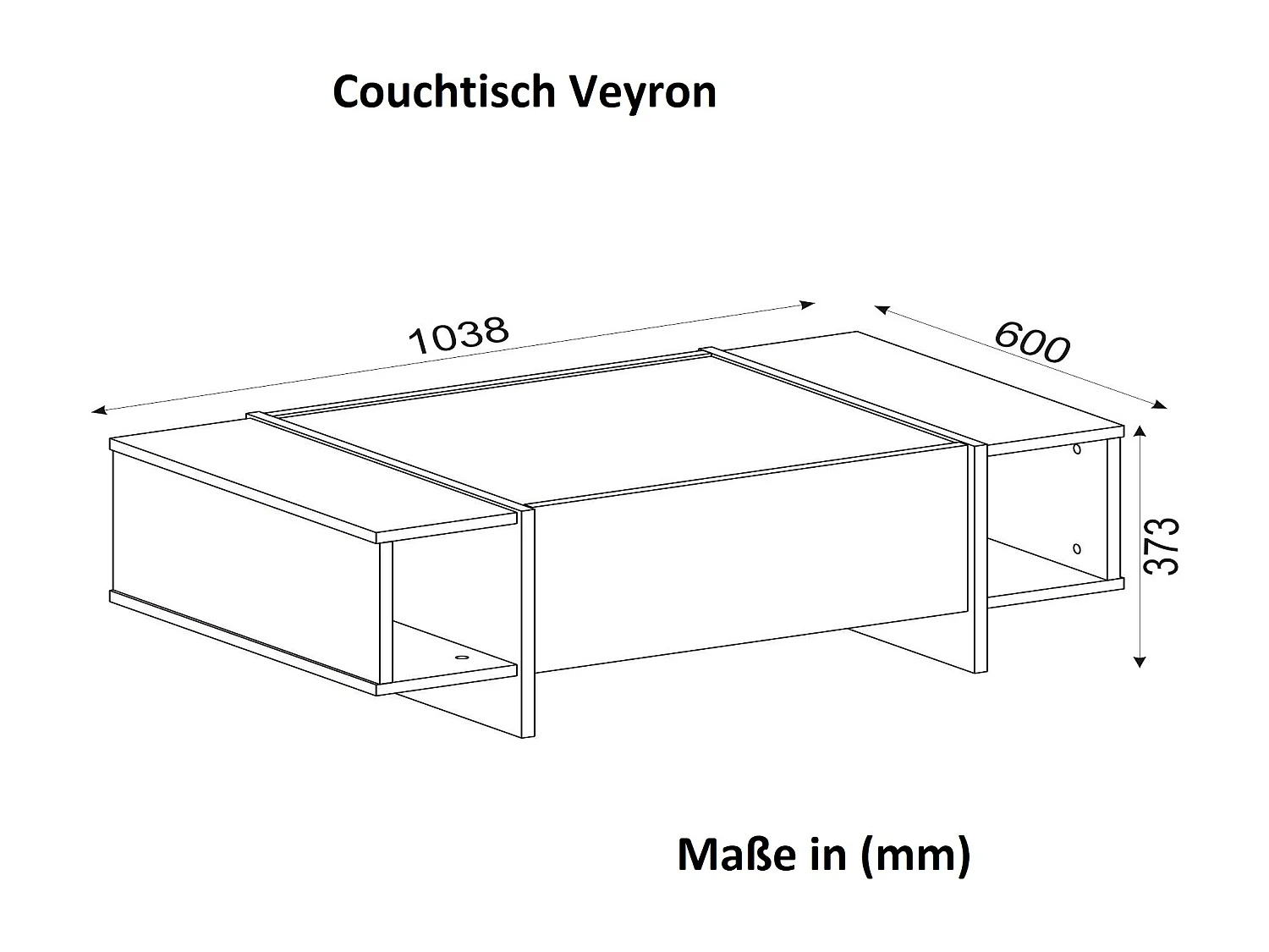 Couchtisch Veyron Rebab Braun Dunkelgrau in Marmoroptik 103,8x37,3x60 cm