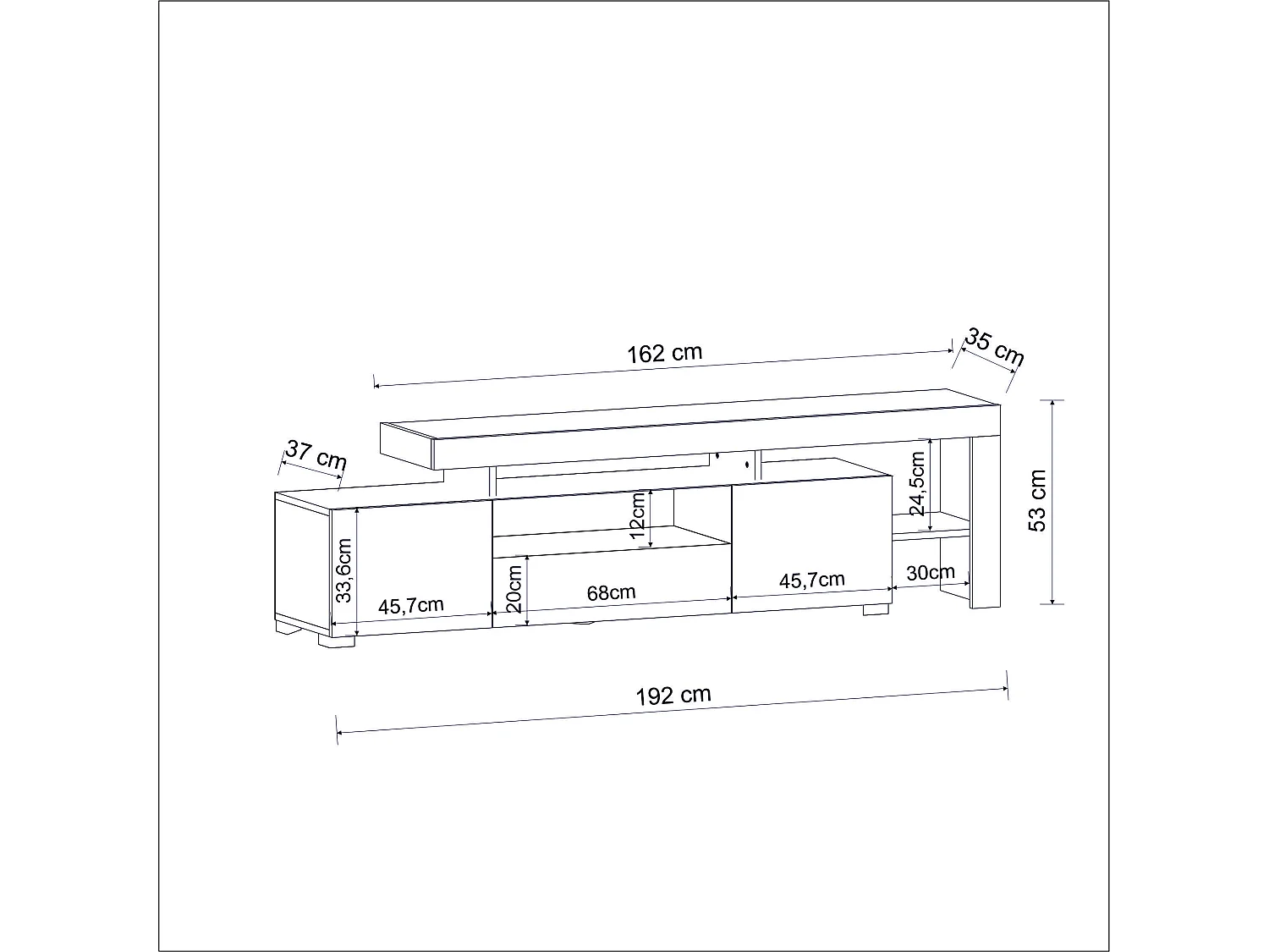 TV Lowboard  Beige Granit Optik mit LED-Leuchten