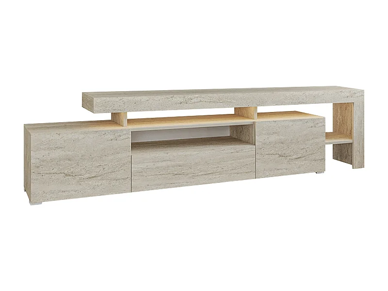 TV Lowboard  Beige Granit Optik mit LED-Leuchten
