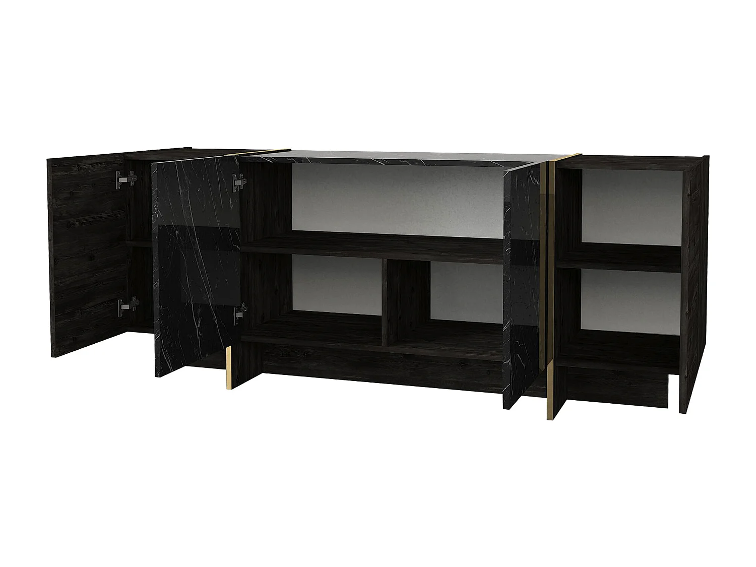 Sideboard Veyron Rebab Braun Dunkelgrau ( Marmor Optik )