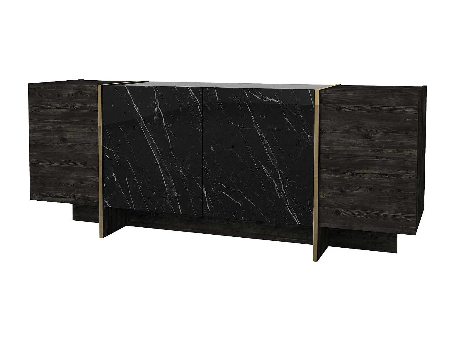 Sideboard Veyron Rebab Braun Dunkelgrau ( Marmor Optik )
