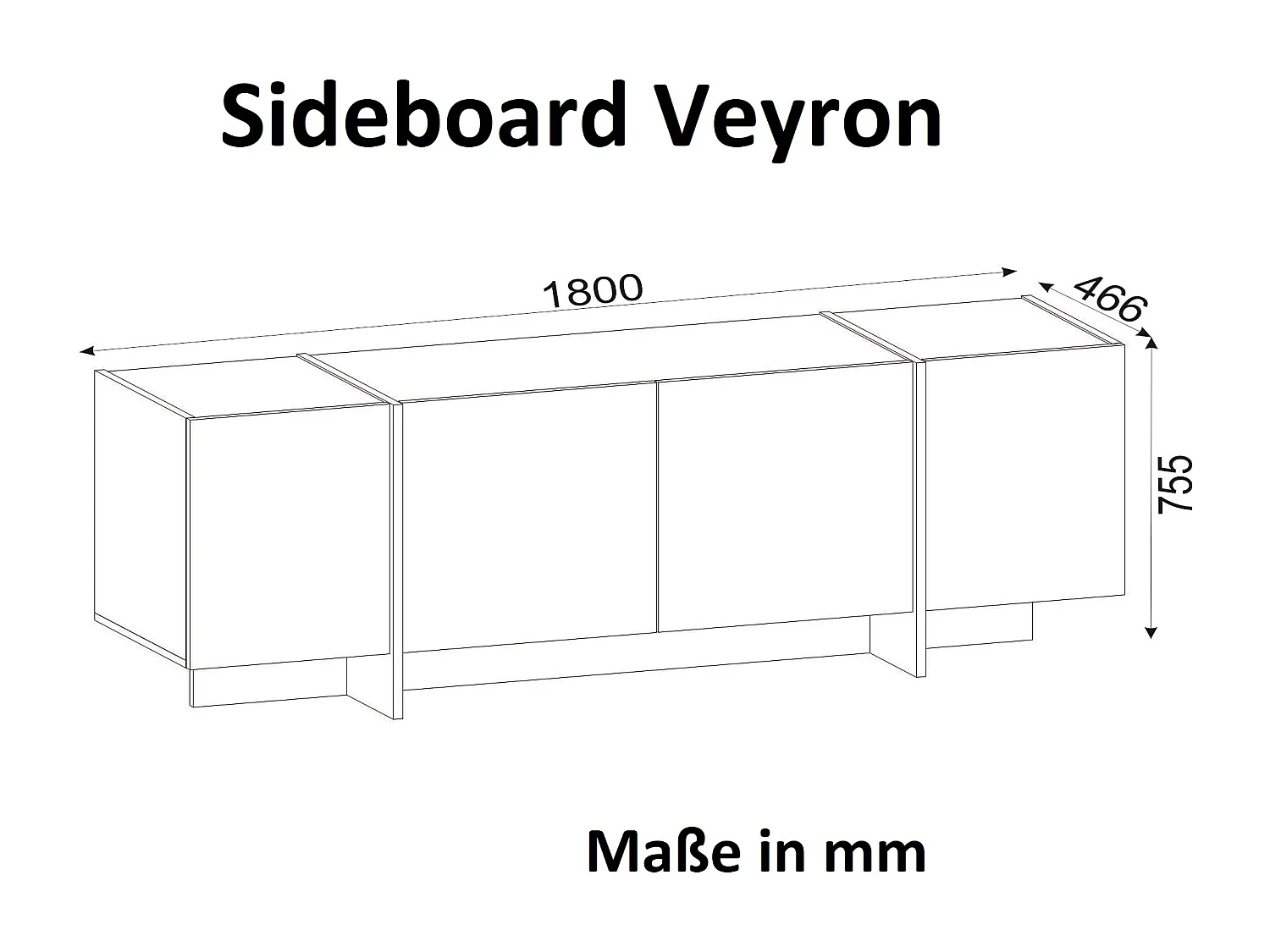 Sideboard Veyron Rebab Braun Dunkelgrau ( Marmor Optik )