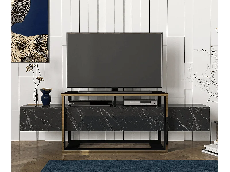 Wohnwand Bianco Marmor Optik