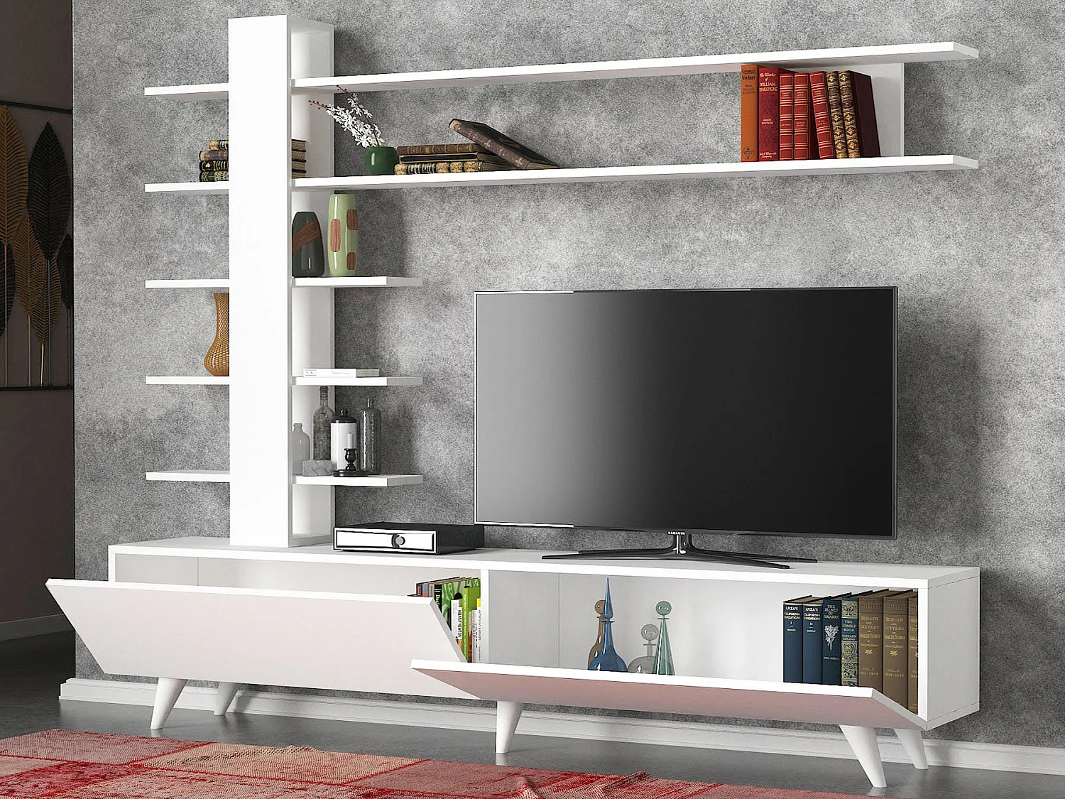 Wohnwand Aleyna Weiß