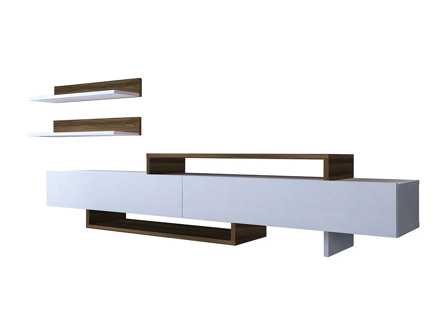 Wohnwand Nirvana Weiß Walnuss