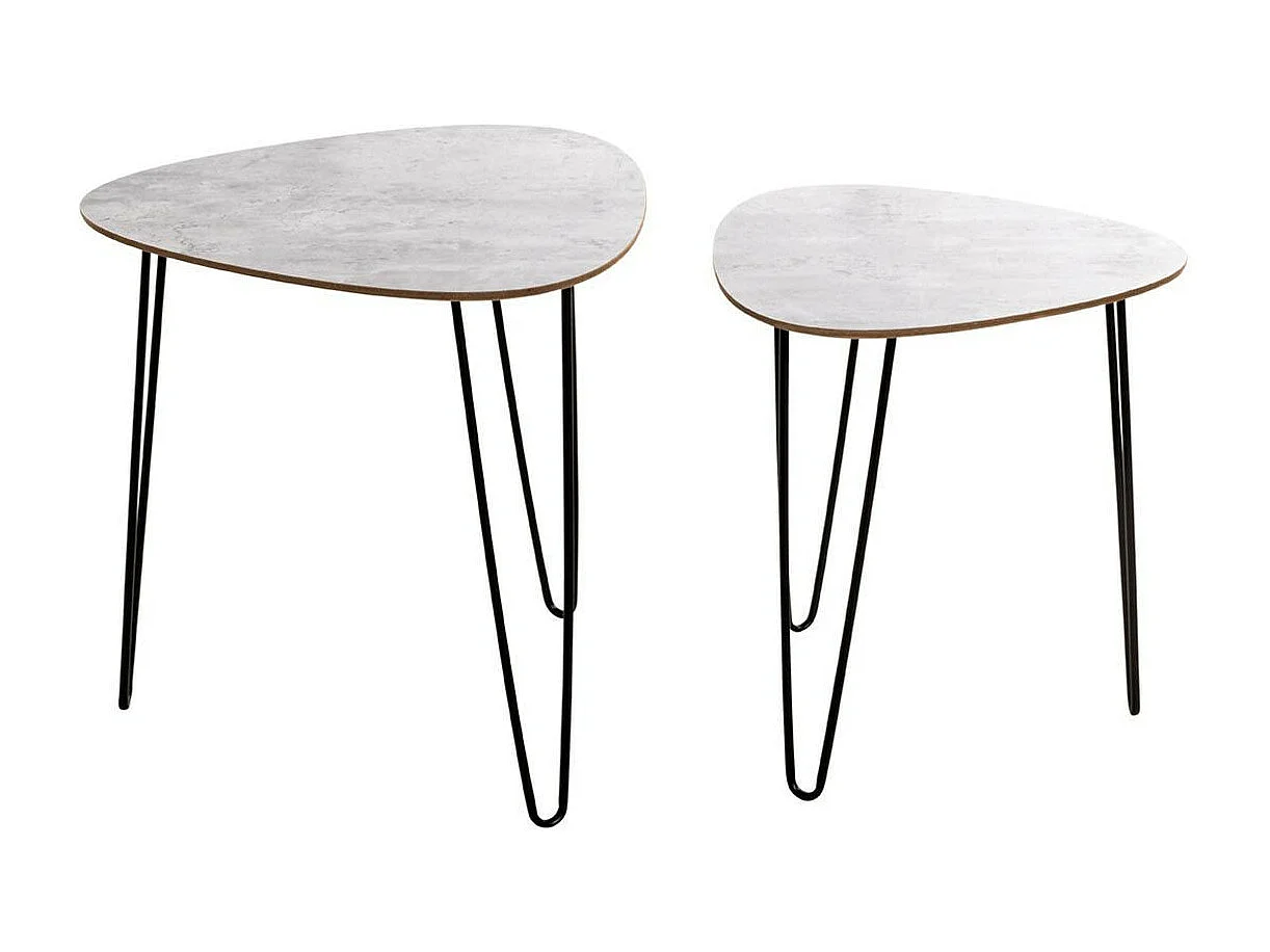 Lot de 2 Tables d'Appoint "Lamy" 48cm Noir & Béton