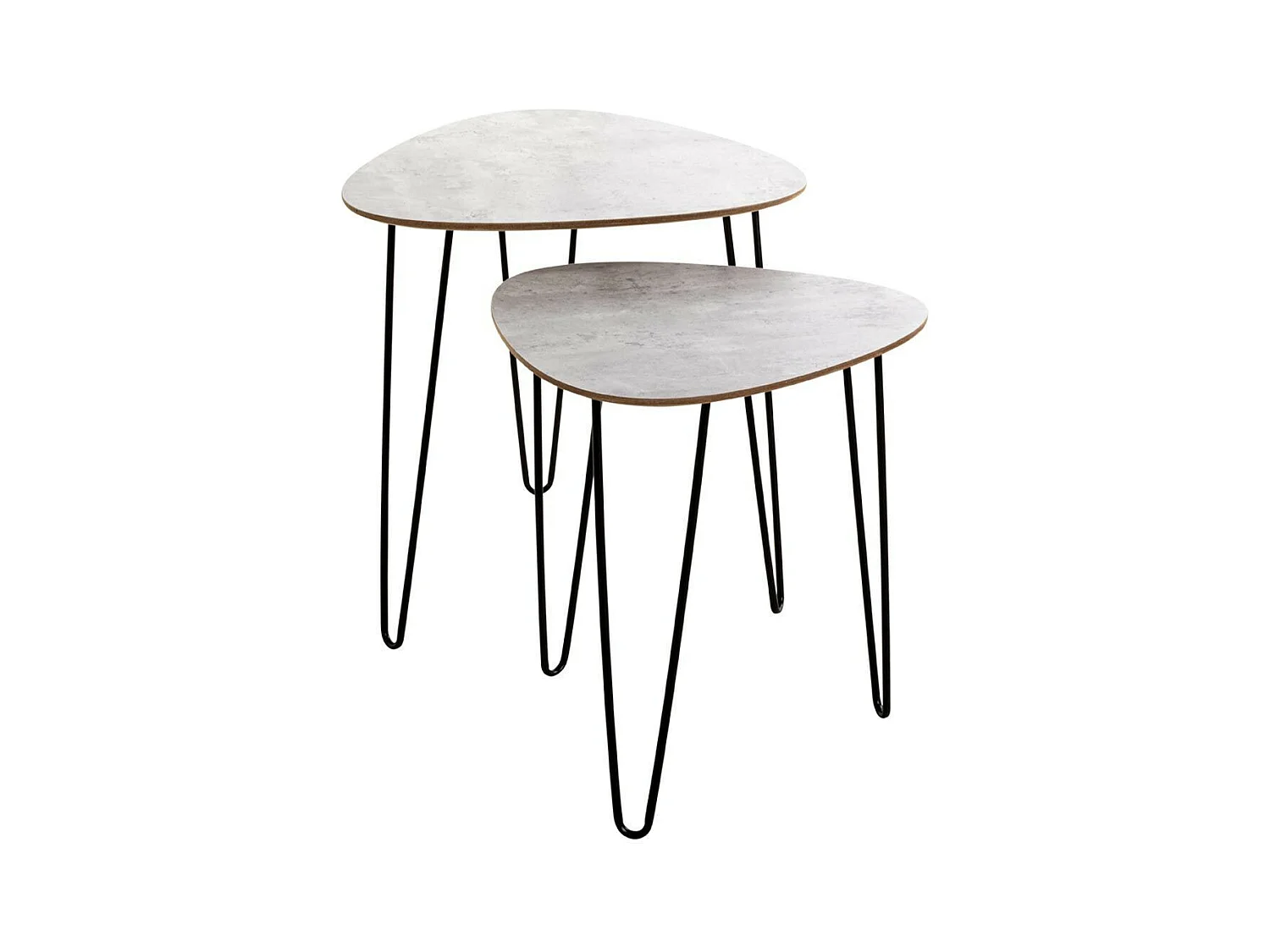 Lot de 2 Tables d'Appoint "Lamy" 48cm Noir & Béton