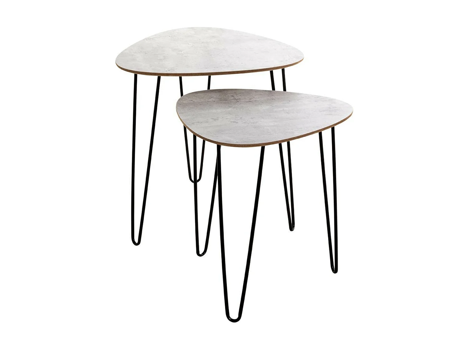 Lot de 2 Tables d'Appoint "Lamy" 48cm Noir & Béton