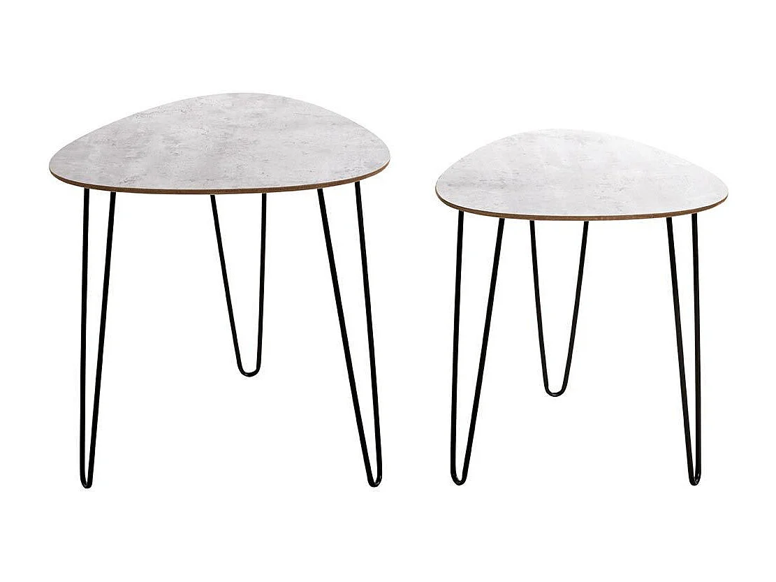 Lot de 2 Tables d'Appoint "Lamy" 48cm Noir & Béton