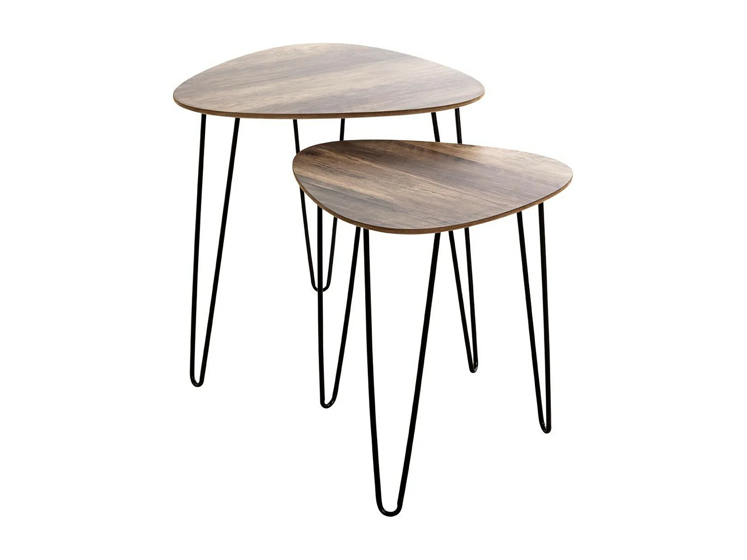 Lot de 2 Tables d'Appoint "Lamy" 48cm Noir & Chêne