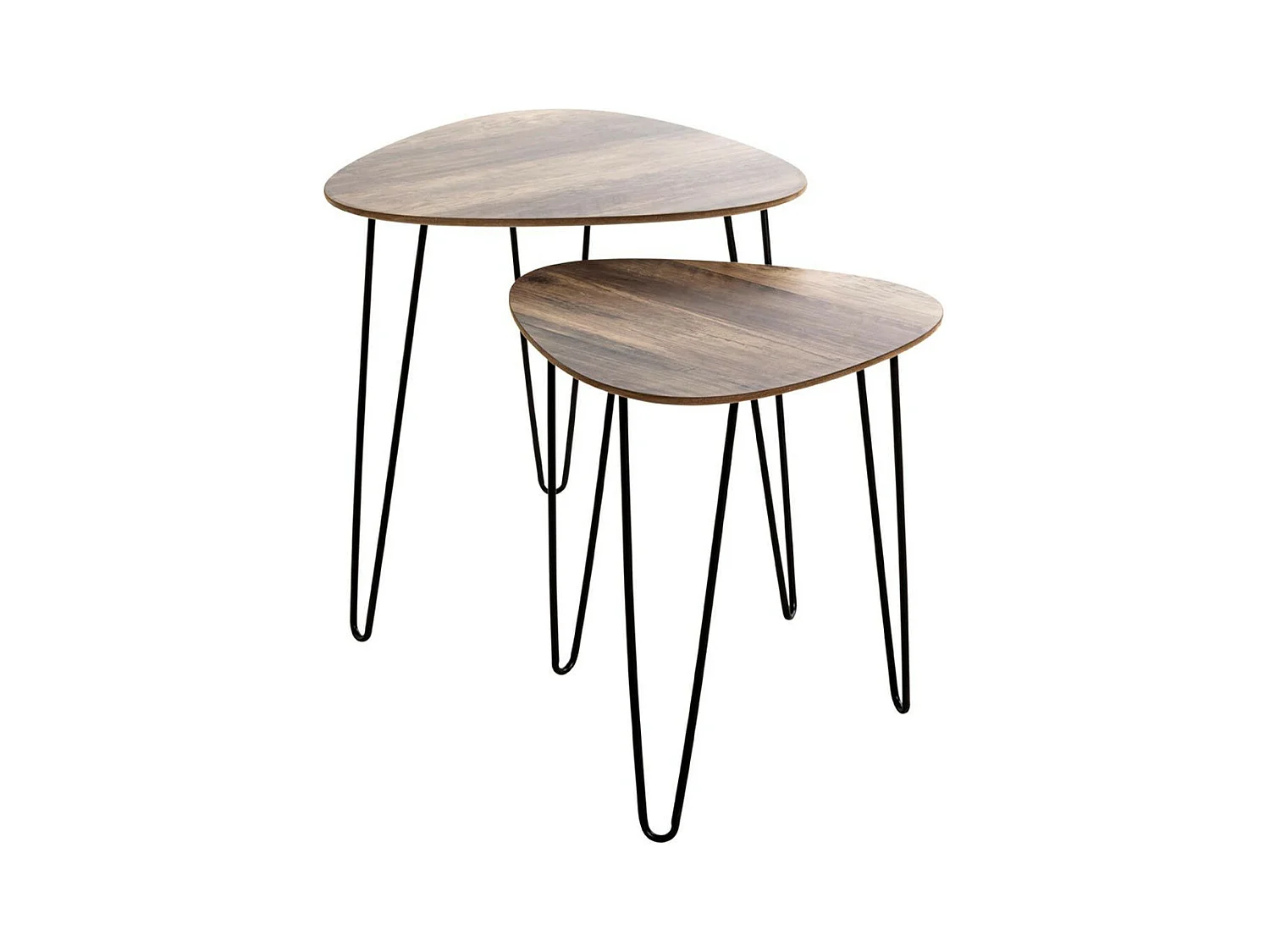 Lot de 2 Tables d'Appoint "Lamy" 48cm Noir & Chêne