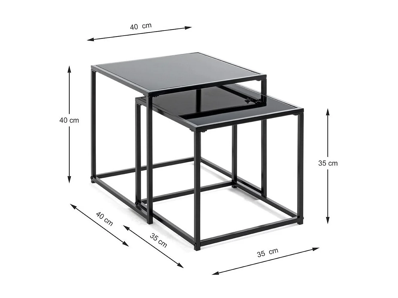 Lot de 2 Tables d'Appoint "Cromano" 40cm Noir