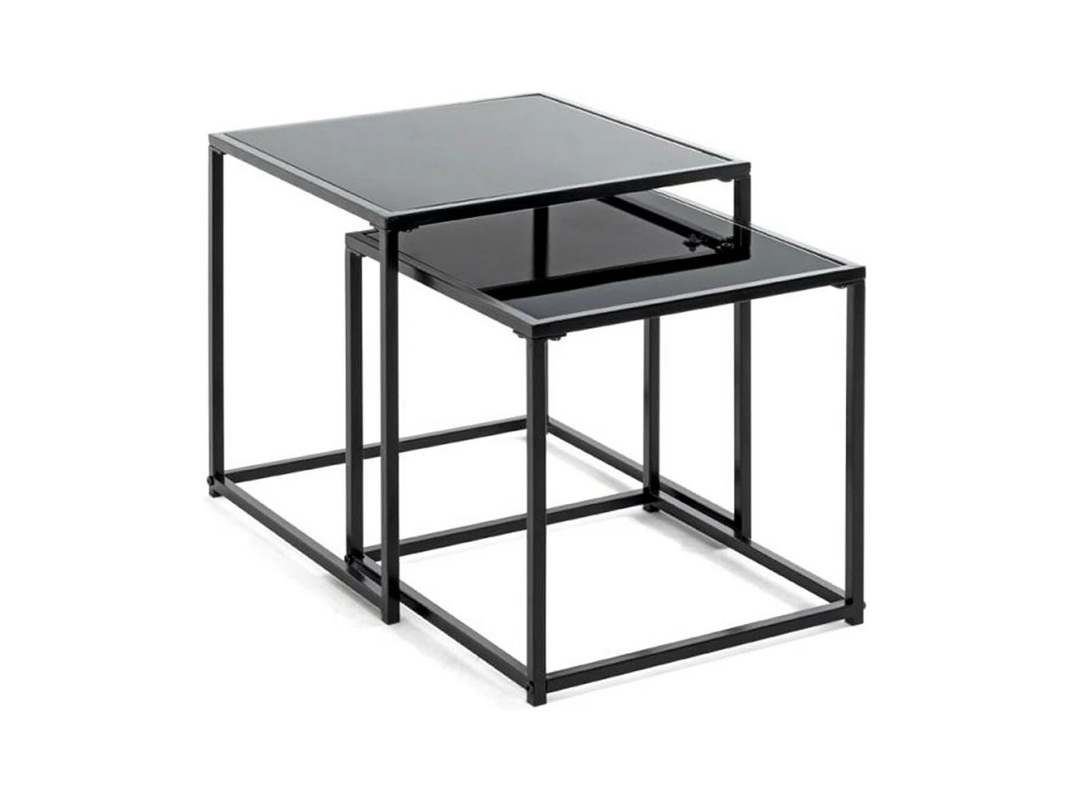 Lot de 2 Tables d'Appoint "Cromano" 40cm Noir