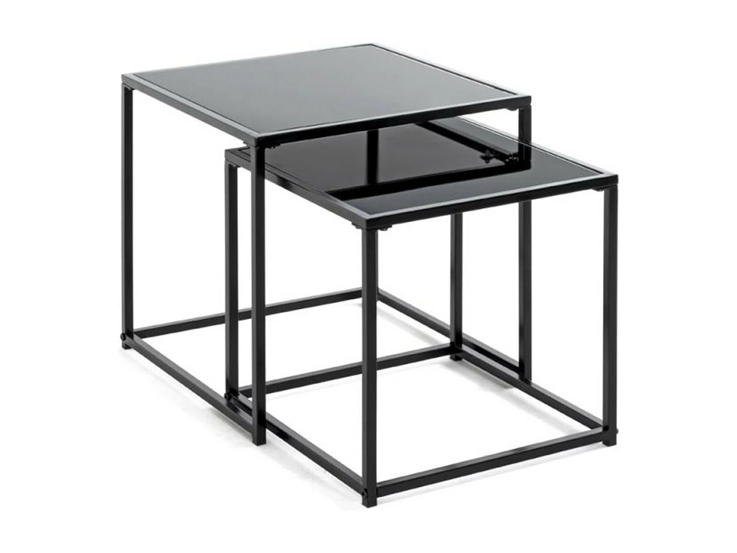 Lot de 2 Tables d'Appoint "Cromano" 40cm Noir