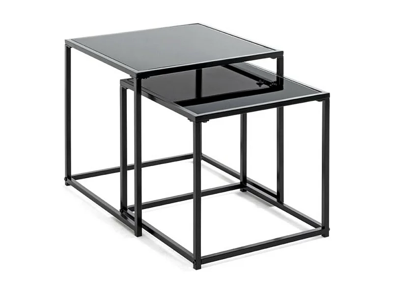 Lot de 2 Tables d'Appoint "Cromano" 40cm Noir