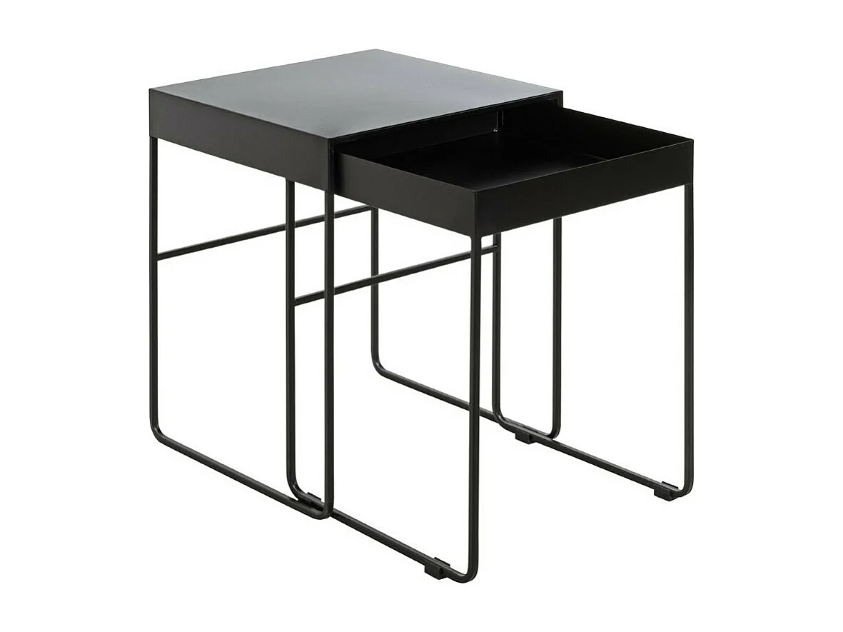 Lot de 2 Tables d'Appoint Design "Lirola" 54cm Noir