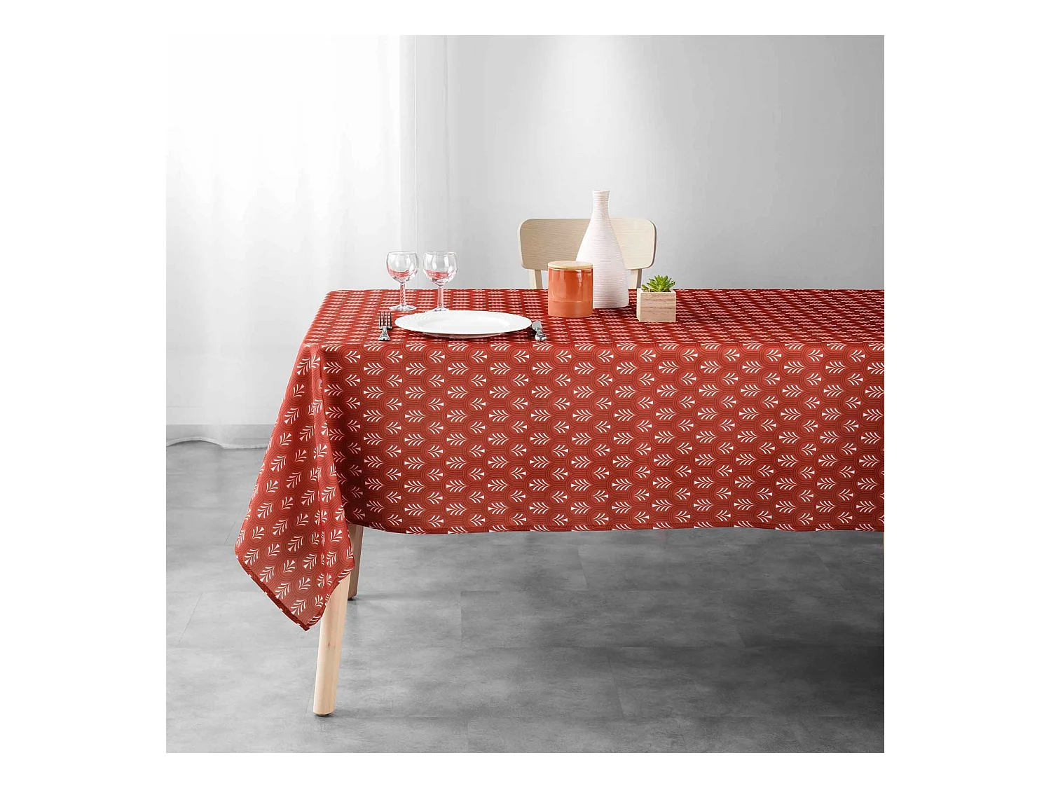 Nappe Imprimée "Manuella" 145x240cm Terracotta