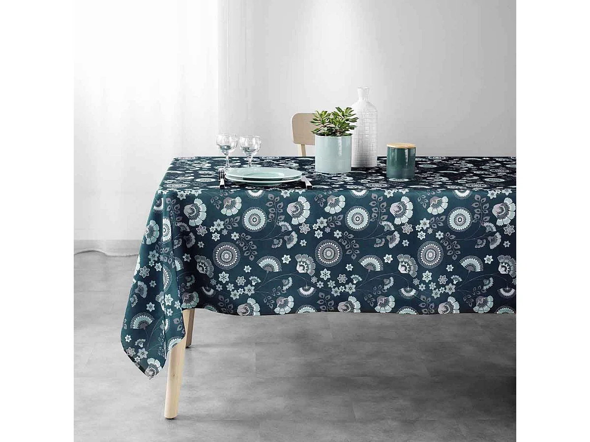 Nappe Imprimée "Garance" 145x240cm Bleu