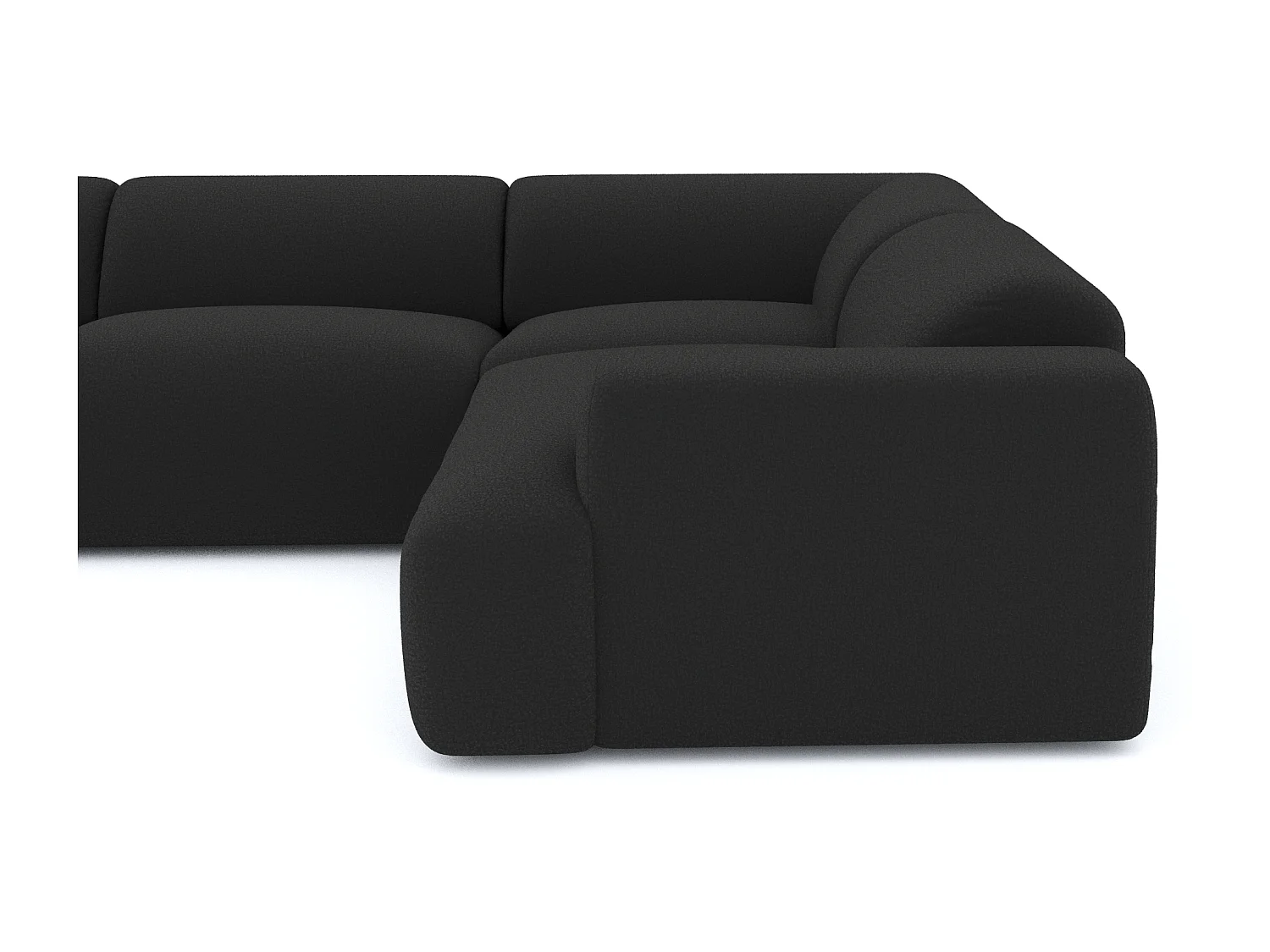 Canapé panoramique 7 places angle gauche bouclette anthracite foncé MYRA