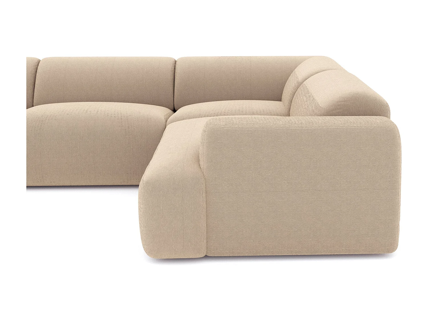 Canapé panoramique 7 places gauche velours côtelé beige MYRA