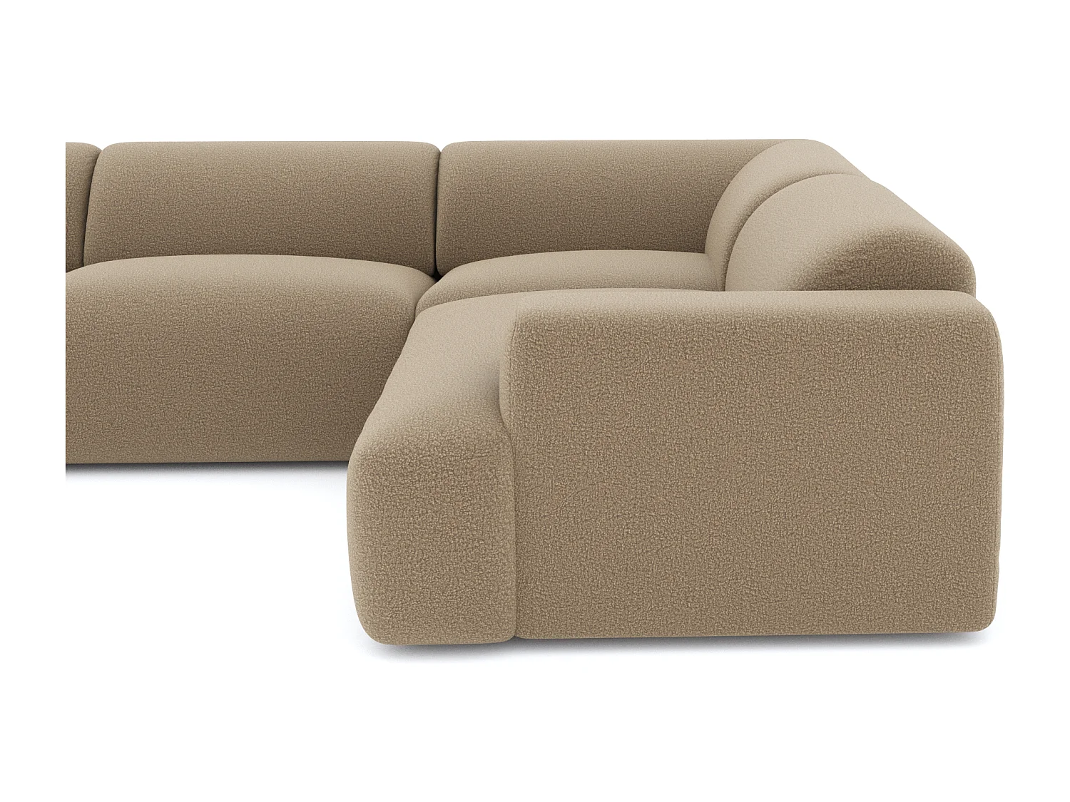 Canapé panoramique 7 places angle gauche en bouclette XXL taupe  MYRA