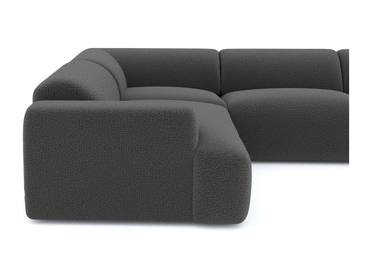 Canapé panoramique 7 places angle droit bouclette XXL gris graphite  MYRA