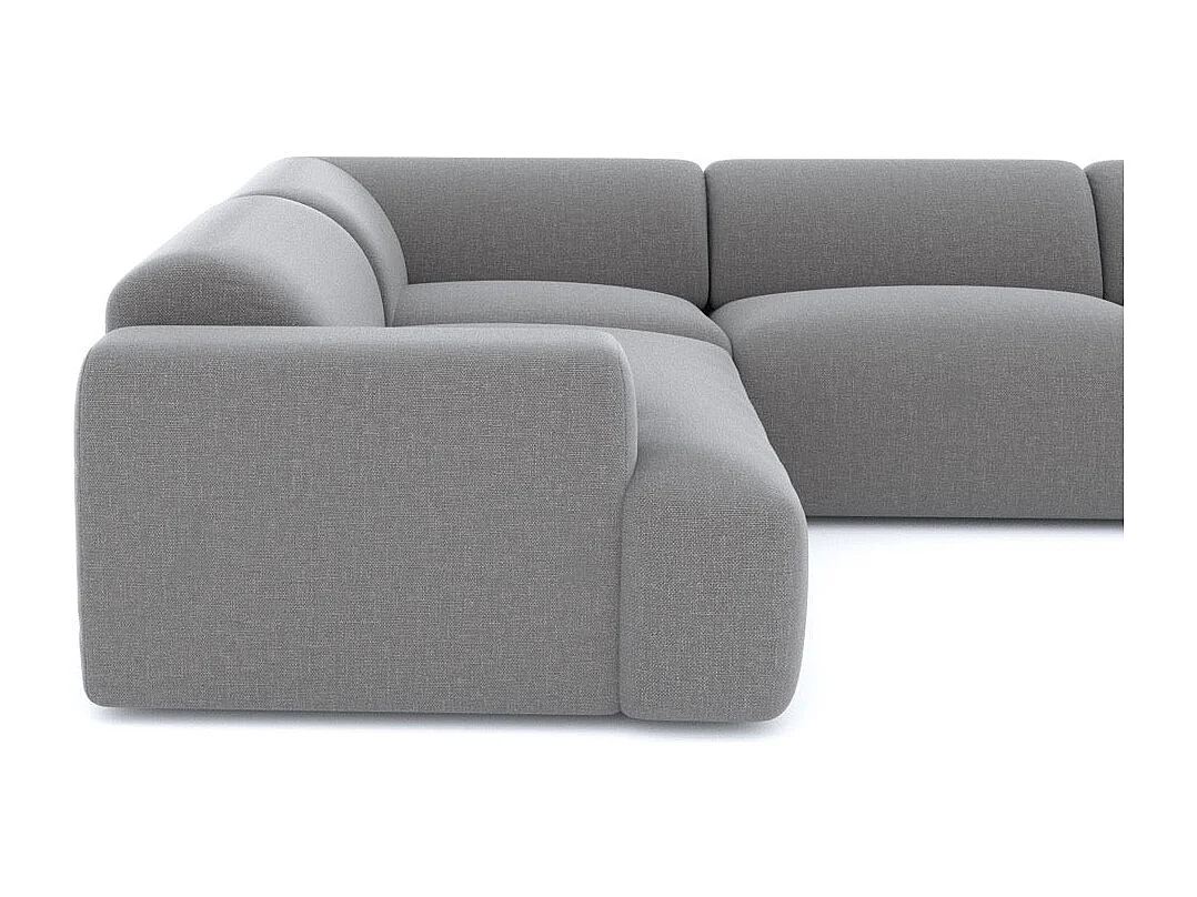 Canapé panoramique 7 places droit tissu tramé gris clair  MYRA