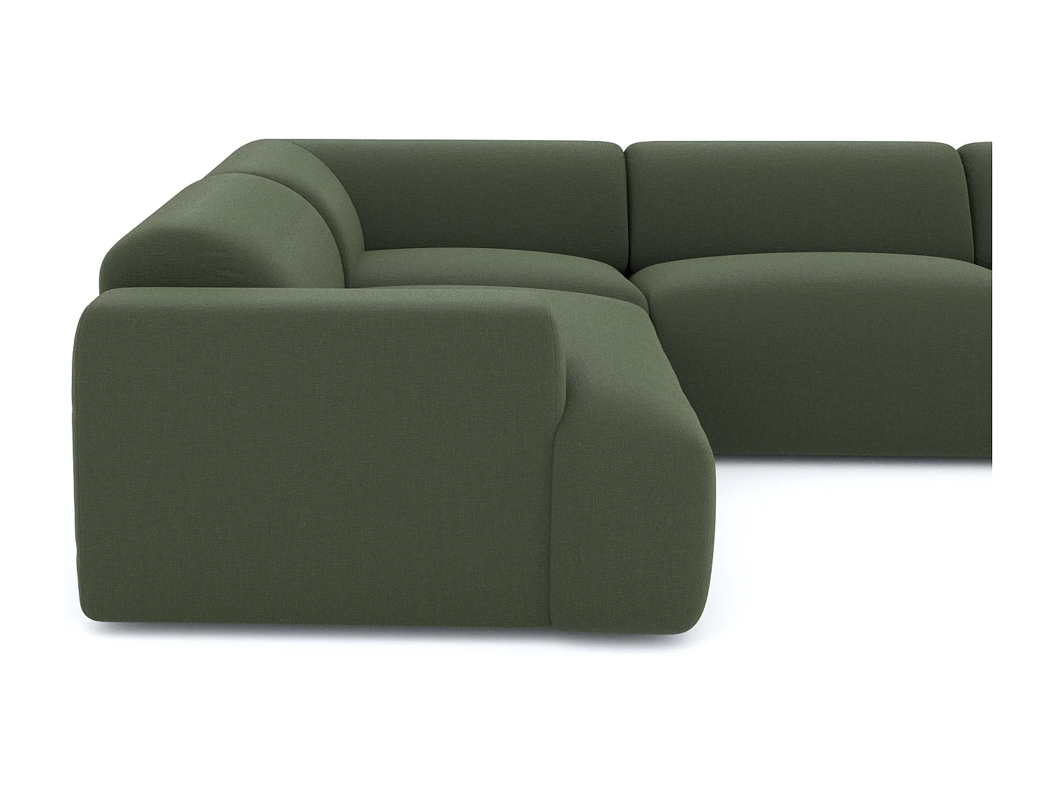 Canapé panoramique 7 places droit tissu tramé vert olive  MYRA