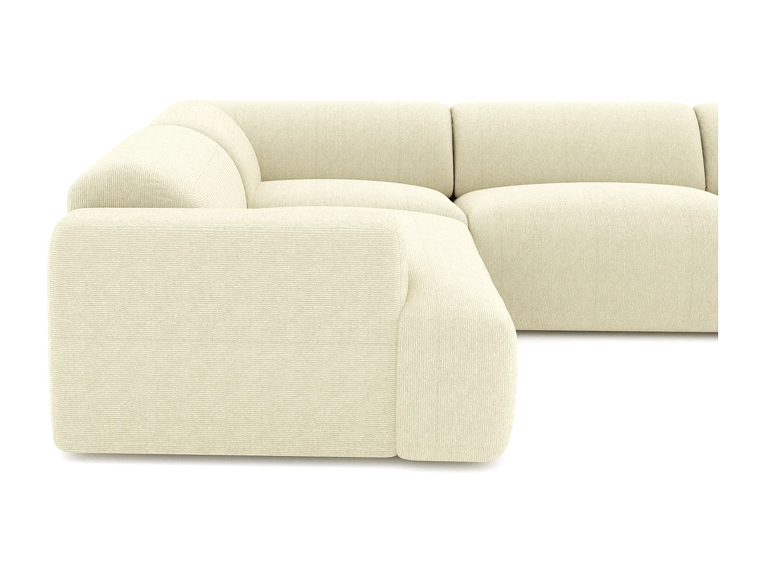 Canapé panoramique 7 places droit velours côtelé crème  MYRA