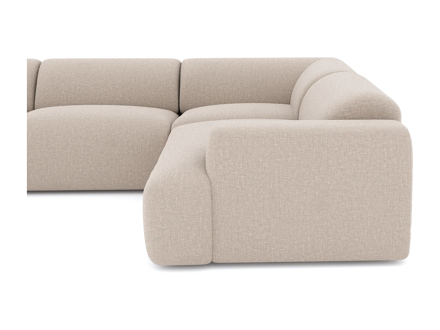 Canapé panoramique 7 places gauche tissu tramé beige MYRA