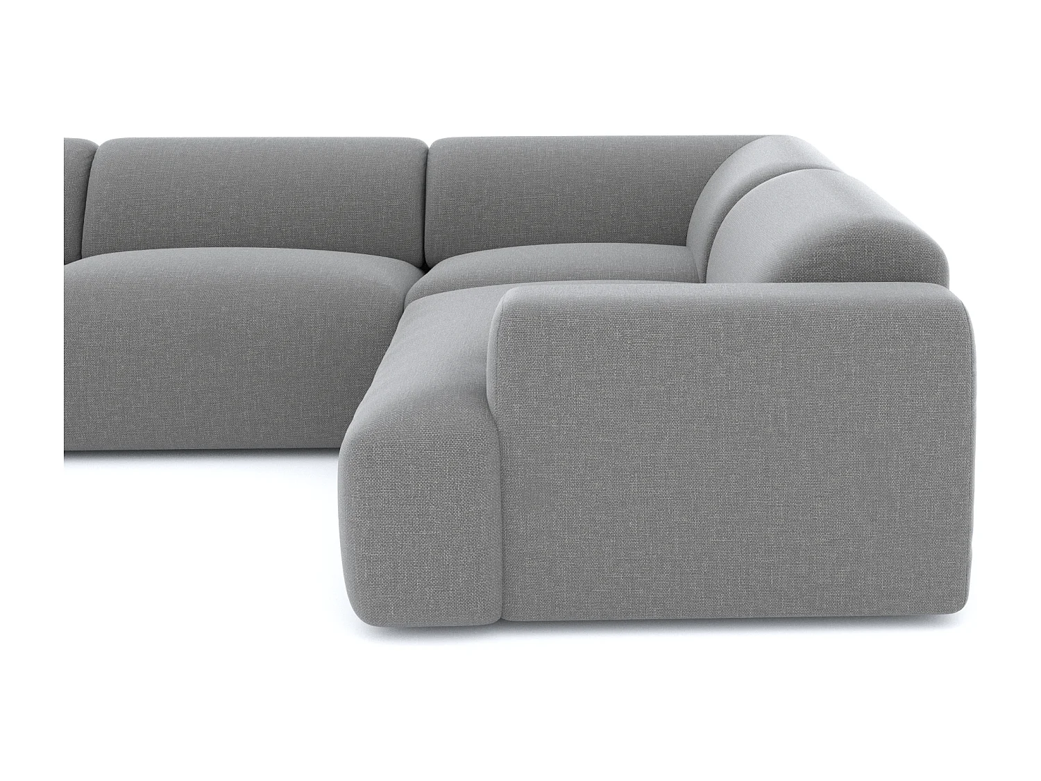 Canapé panoramique 7 places gauche tissu tramé gris clair  MYRA