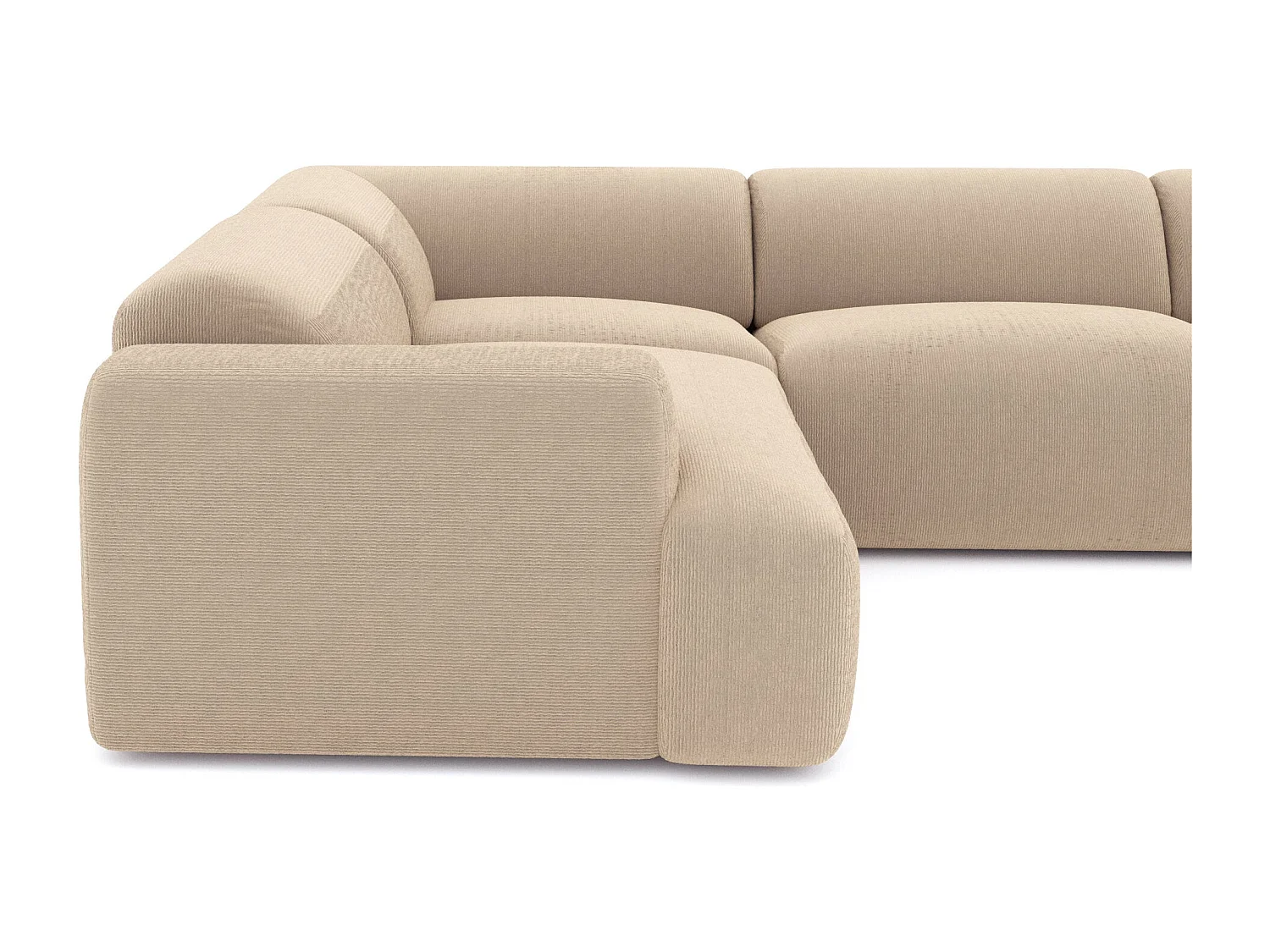 Canapé panoramique 7 places droit velours côtelé beige  MYRA