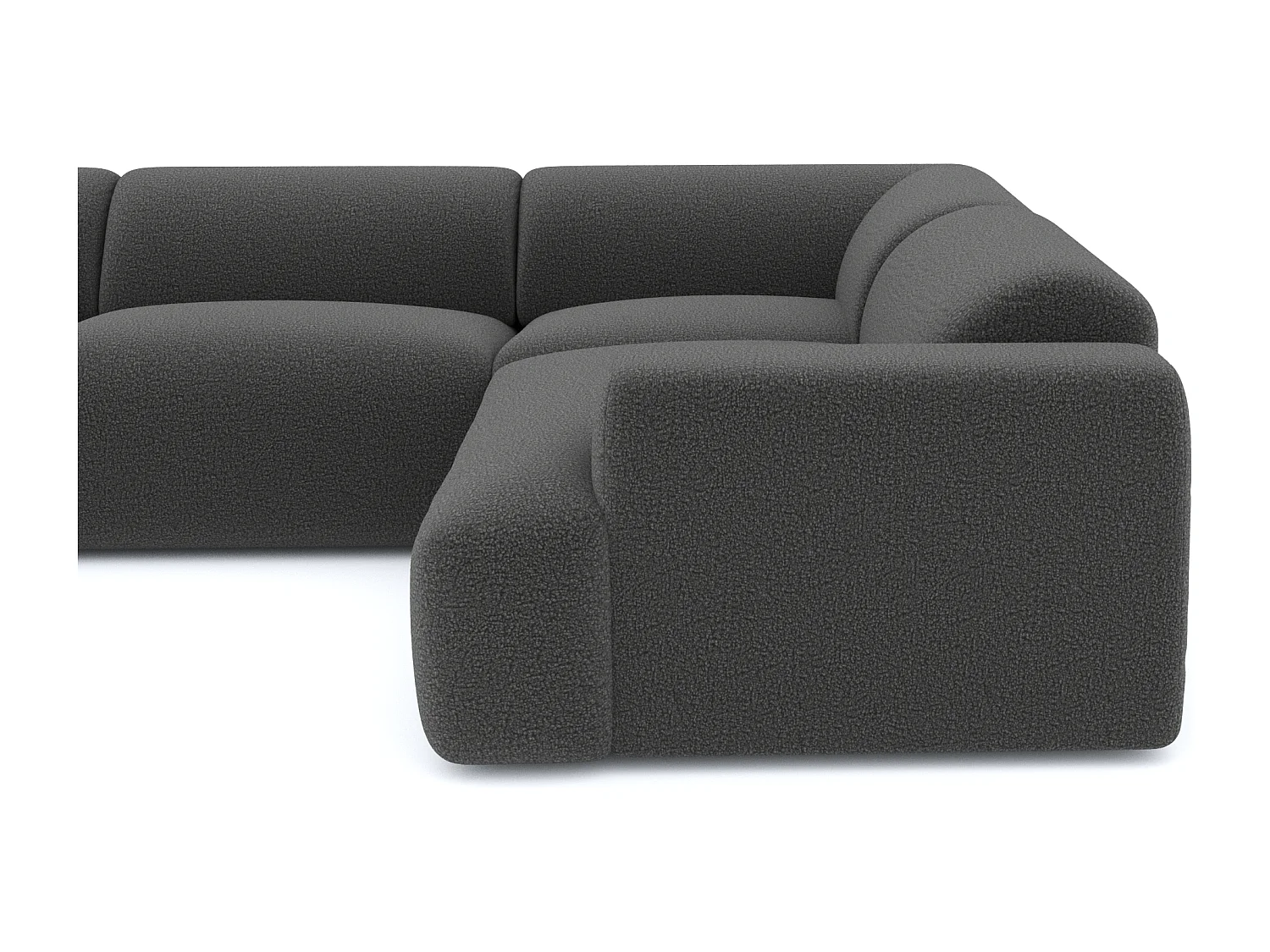 Canapé panoramique 7 places angle gauche bouclette XXL gris  MYRA