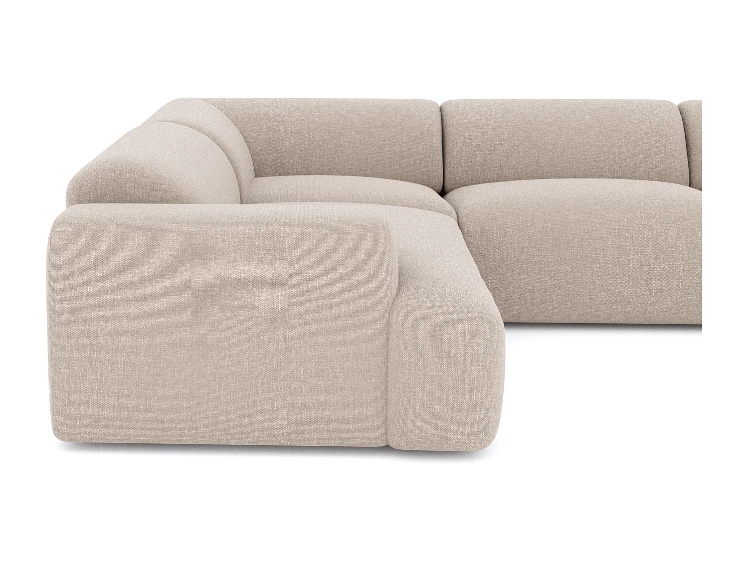 Canapé panoramique 7 places droit tissu tramé beige  MYRA