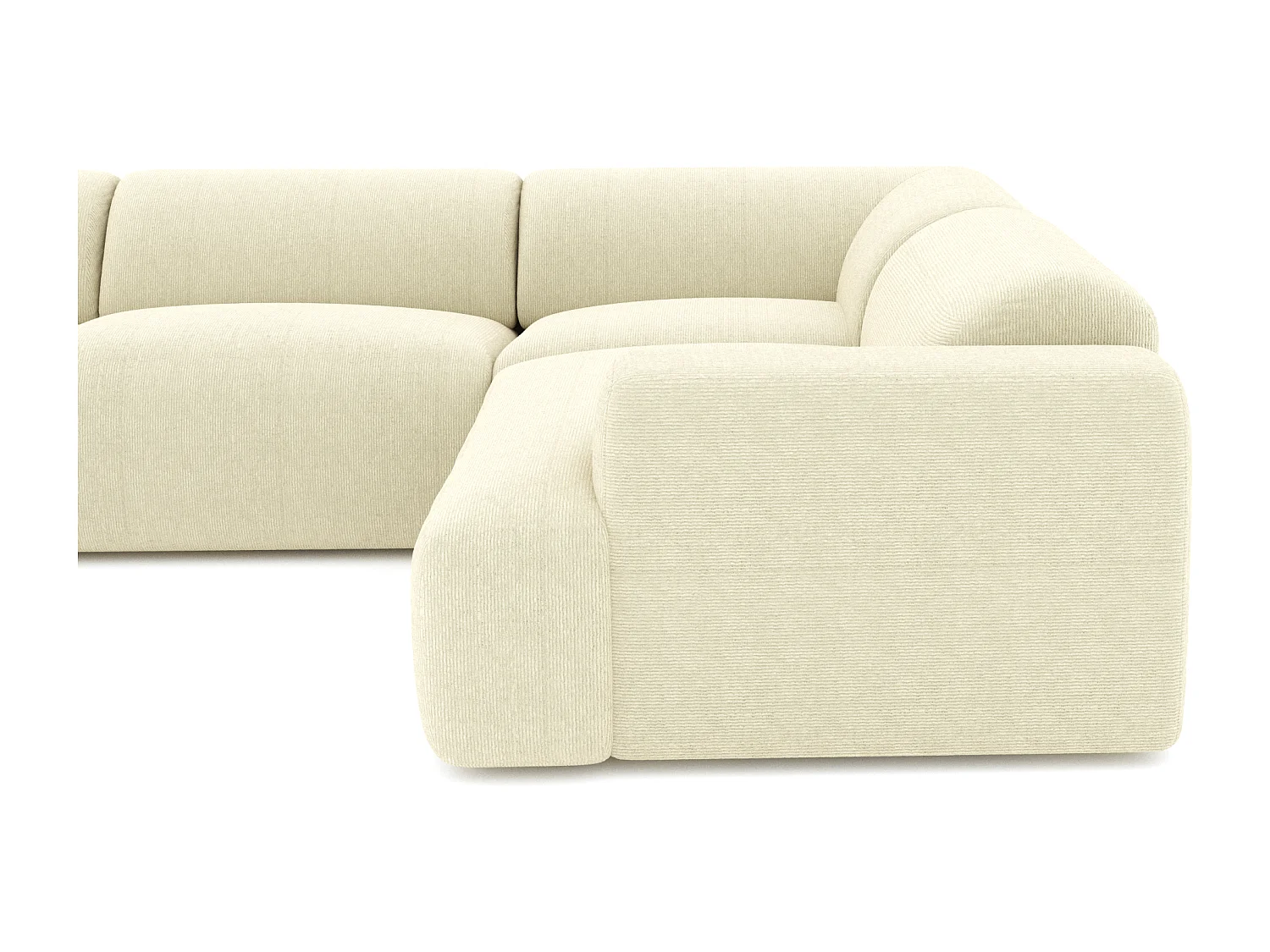 Canapé panoramique 7 places gauche velours côtelé crème  MYRA
