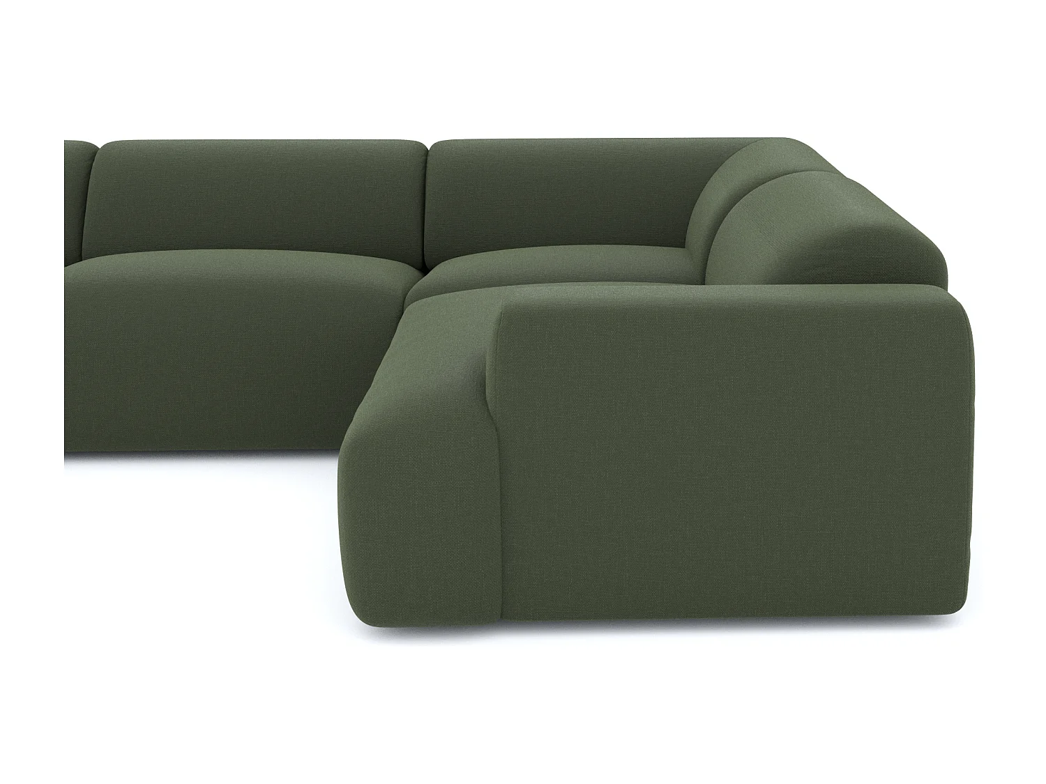 Canapé panoramique 7 places gauche tissu tramé vert olive  MYRA