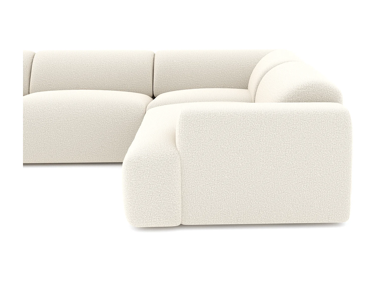 Canapé panoramique 7 places angle gauche en bouclette XXL crème  MYRA